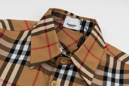 체인2호 / 버버리 셔츠, Burberry 2023ss 새 라벨 아플리케 체크 코튼 포플린 긴팔 셔츠