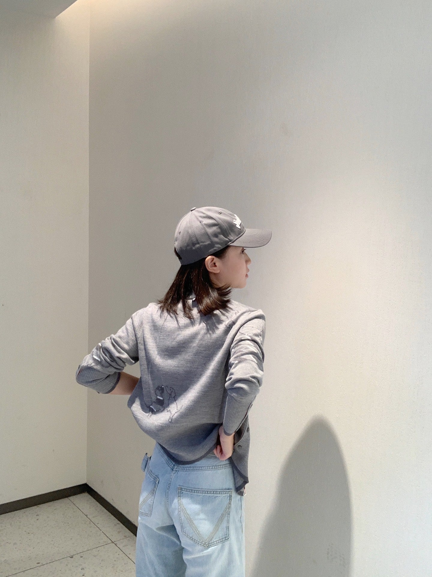 대리석 / 톰브라운 여성 가디건 배색 강아지 100% 순수 울