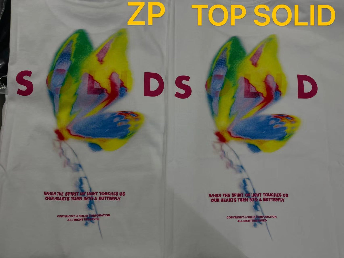 탑솔리드옴므 / 솔리드옴므  유니 반팔 프린트 나비 캐주얼 박스티