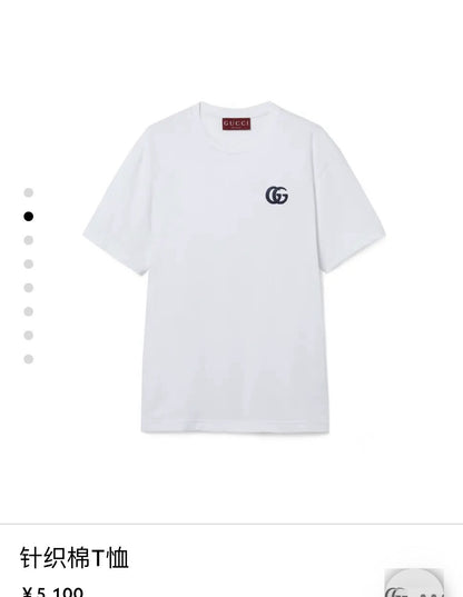 대리석 /  구찌 더블 G 로고 자수 반팔티 화이트