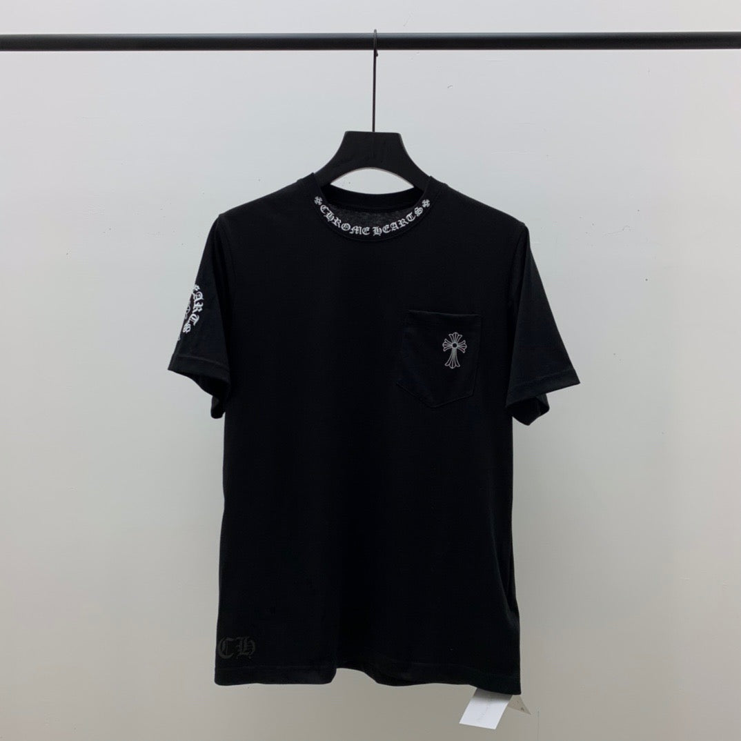 ZB / 크롬하츠 넥레터링 말발굽 십자가 반팔티셔츠 Tee
