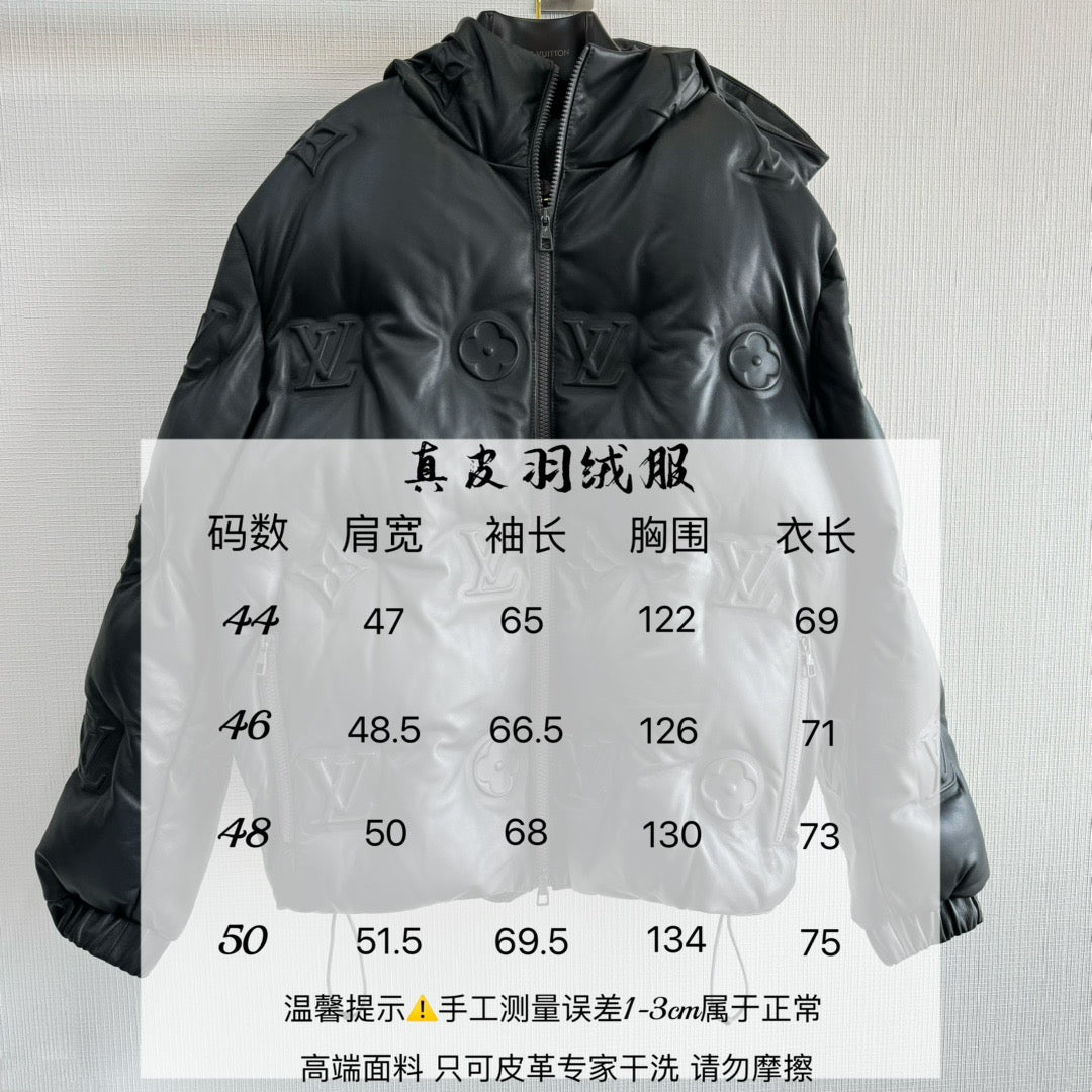 zb / 루이비통 모노그램 레더 후디드 다운 자켓