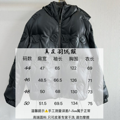 zb / 루이비통 모노그램 레더 후디드 다운 자켓