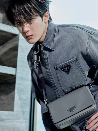gw/프라다 데님 지퍼 코트