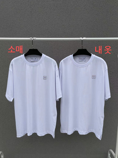 탑솔리드옴므 / 솔리드옴므  루즈핏 자수 라운드 프린트 티셔츠