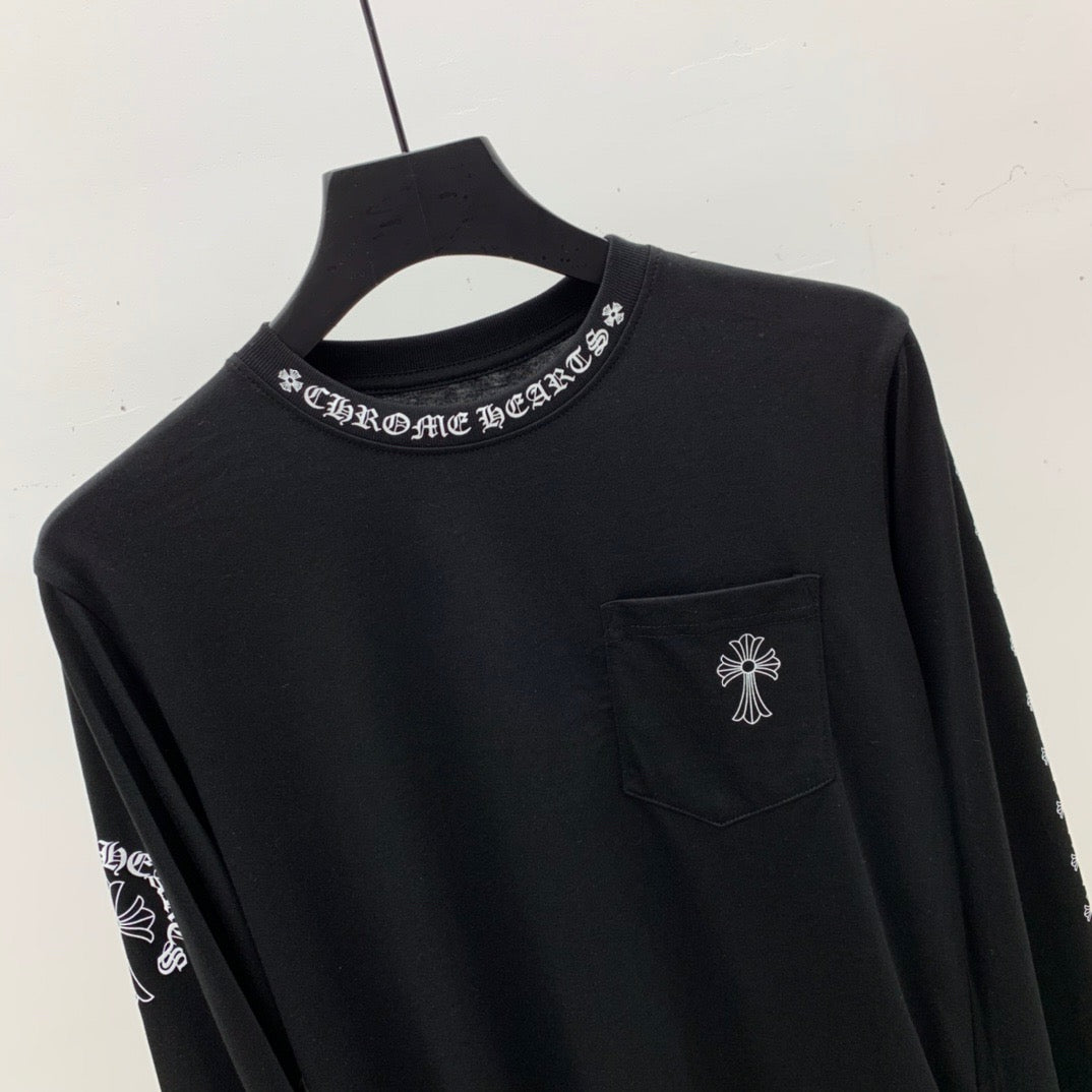ZB / 크롬하츠 목선 산스크리트 뒷판 말발굽 십자가 긴팔티셔츠 Tee