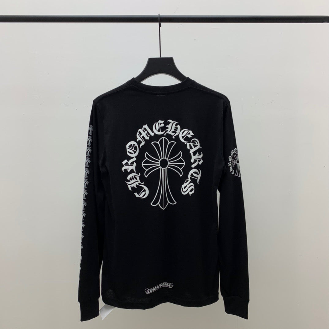 ZB / 크롬하츠 목선 산스크리트 뒷판 말발굽 십자가 긴팔티셔츠 Tee