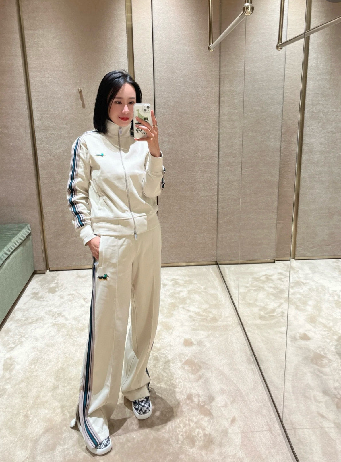 gw/버버리 여성 물새 자수 롱 팬츠