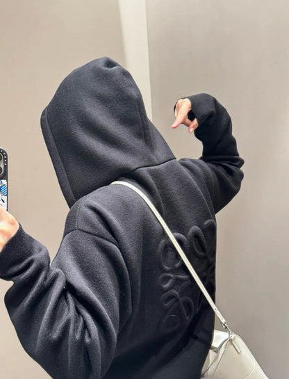 gw/로에베 남성 울 지퍼 니트 후드티