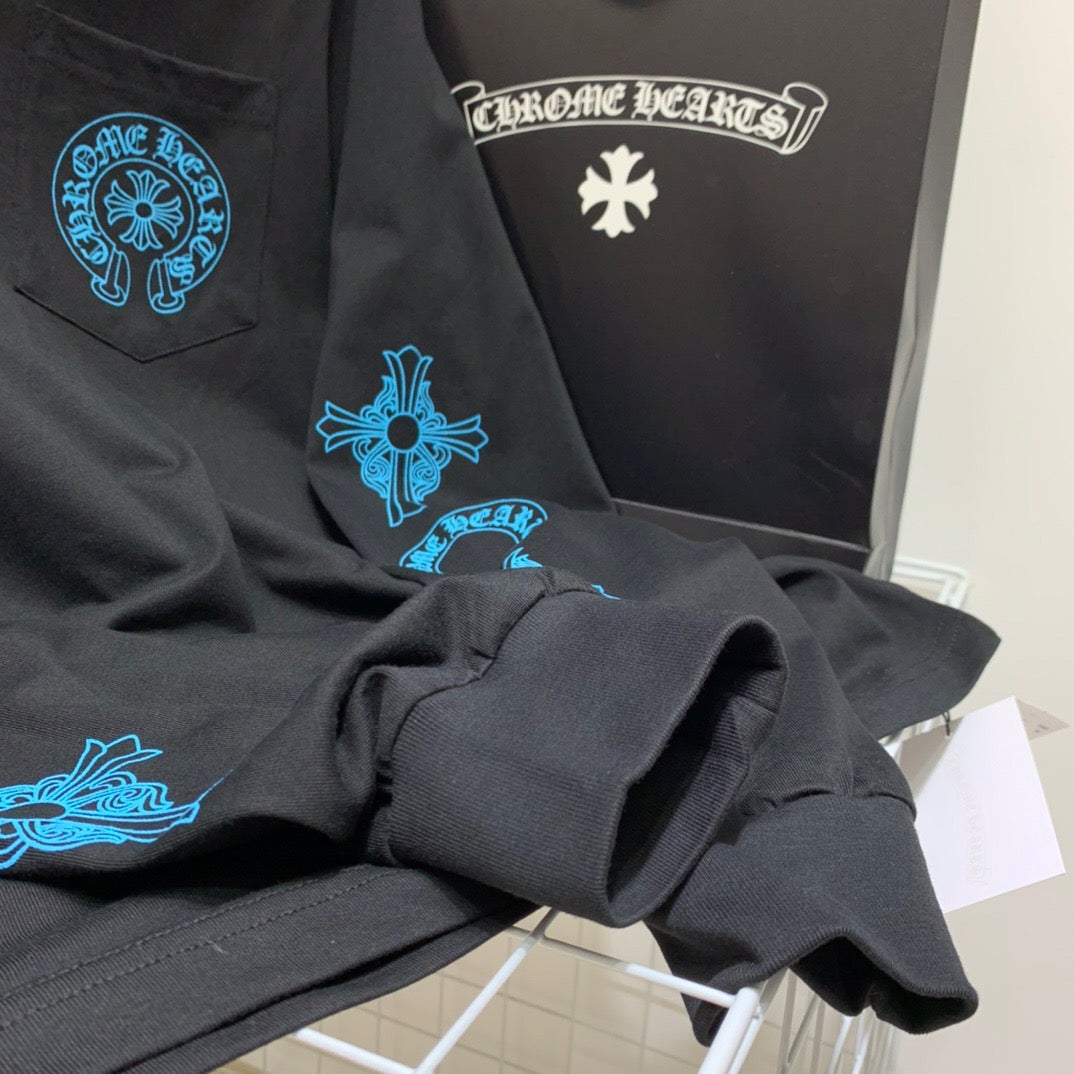 ZB / 크롬하츠 오리지널 아이스블루 십자가 긴팔티셔츠 Tee