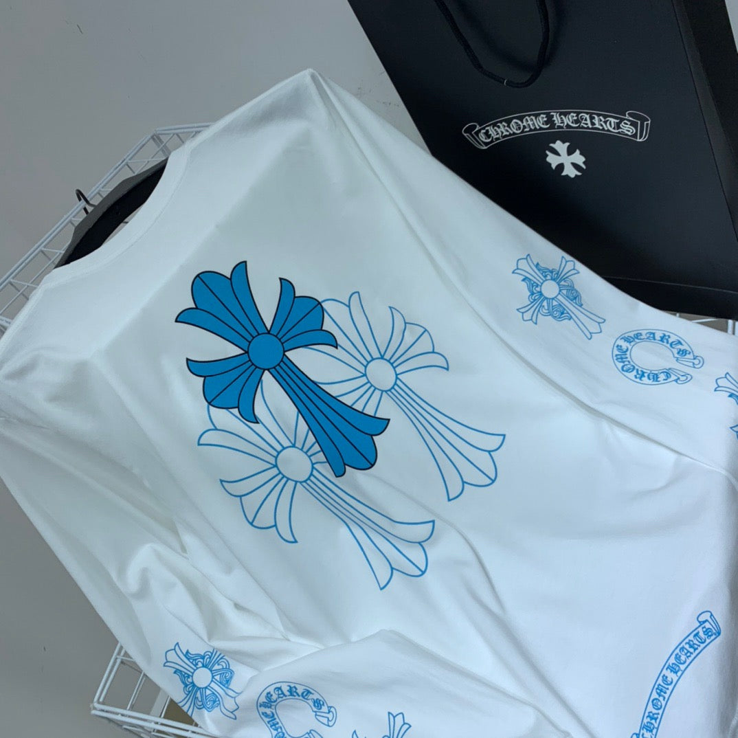 ZB / 크롬하츠 오리지널 아이스블루 십자가 긴팔티셔츠 Tee
