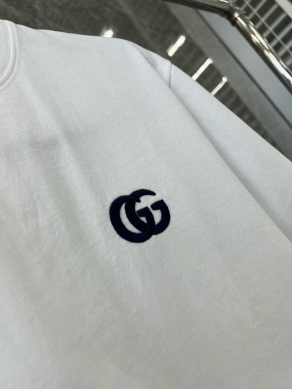 대리석 /  구찌 더블 G 로고 자수 반팔티 화이트