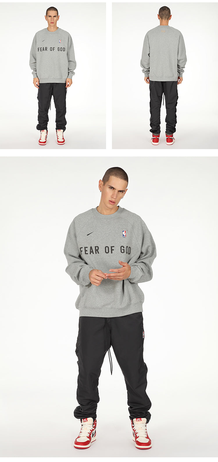 세나 / AIR FOG FEAR OF GOD 휴일 연명 미국 하이 스트리트 스포츠 느슨한 라운드 넥 스웨터