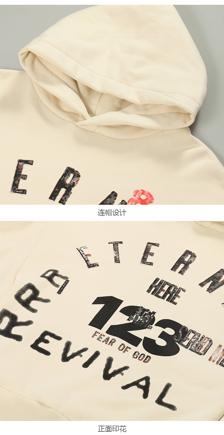 세나 / FOG FEAR OF GOD x RRR123 연명 하이 스트리트 리바이벌 프린트 워시 올드 후드 남성