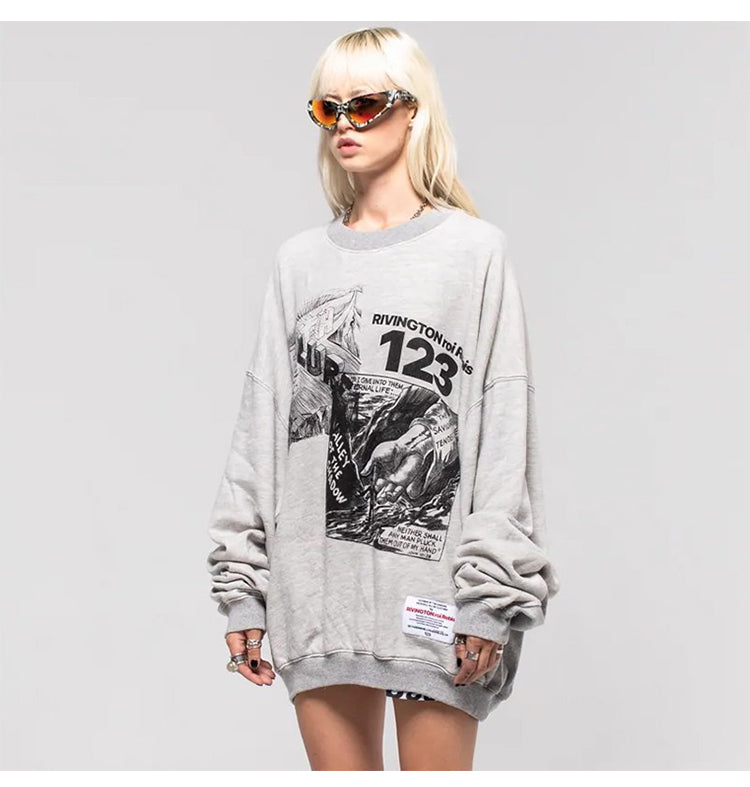 세나 /  RRR123 FOG FEAR OF GOD High Street God's imprint 프린트 워시 워터 루즈 라운드 넥 스웨터