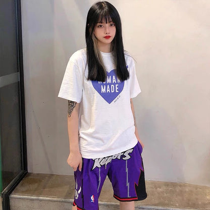 세나 /  농구 바지 수 놓은 레트로 메쉬 스포츠 고베 힙합 반바지