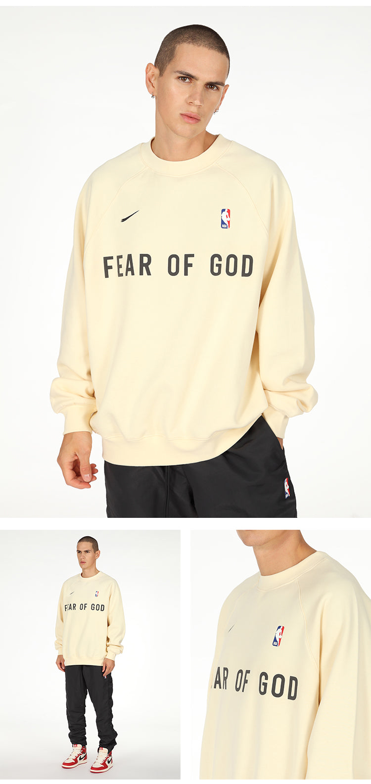 세나 / AIR FOG FEAR OF GOD 휴일 연명 미국 하이 스트리트 스포츠 느슨한 라운드 넥 스웨터
