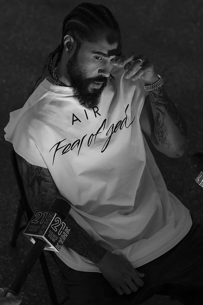 세나 / 탑 FOG AIR FEAR OF GOD 콜라보레이션 루즈핏 나시 민소매티셔츠