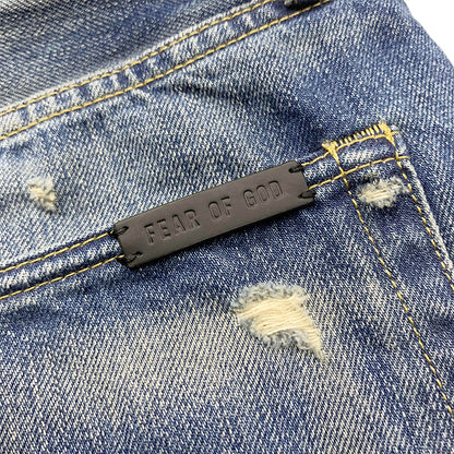세나 / FOG FEAR OF GOD 시즌 7 메인 라인 하이 스트리트 루즈 워싱 올드 찢어진 데님 바지