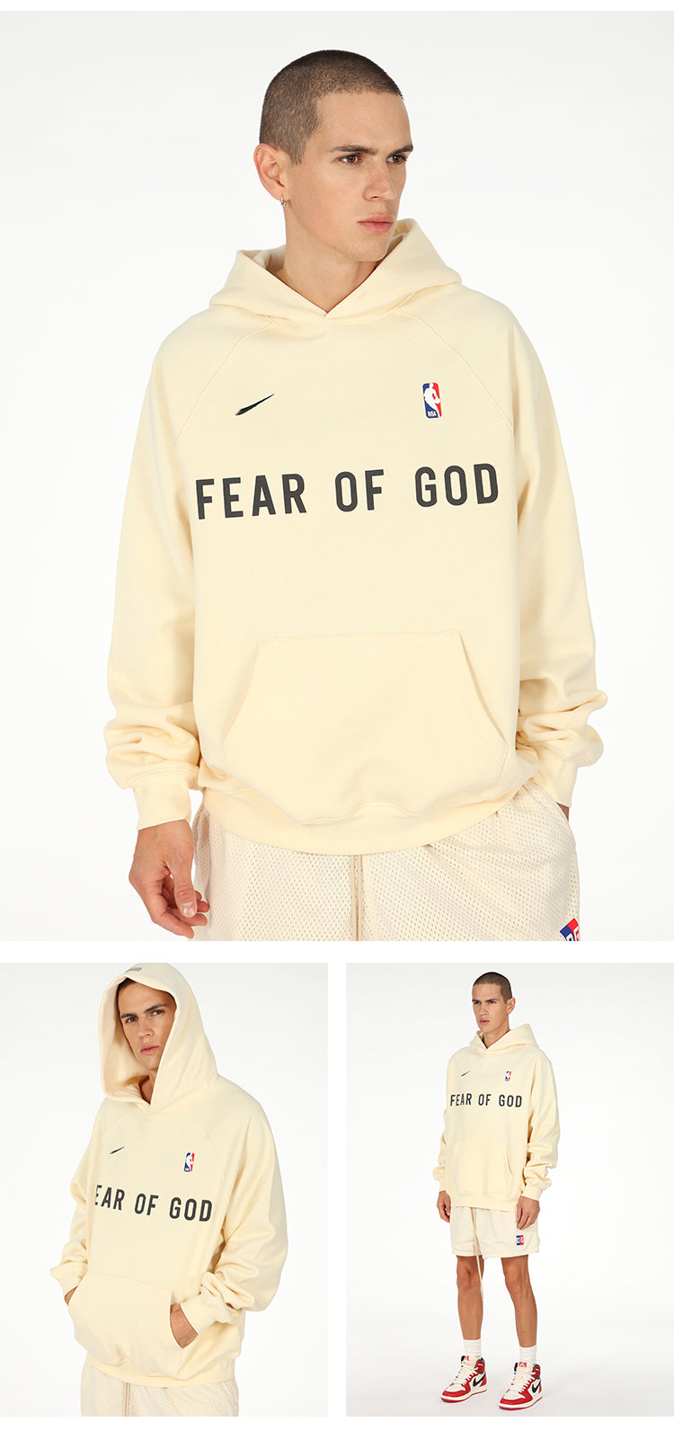 세나 /  AIR FOG FEAR OF GOD 휴일 공동 하이 스트리트 스포츠 까마귀 느슨한 후드 스웨터