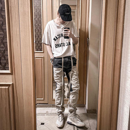 세나 /  FOG FEAR OF GOD 시즌 7 메인 라인 하이 스트리트 올스타 플로킹 프린트 헨리 칼라 반팔