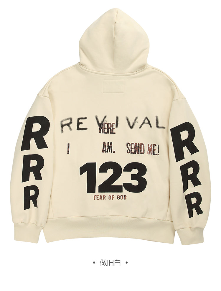 세나 / FOG FEAR OF GOD x RRR123 연명 하이 스트리트 리바이벌 프린트 워시 올드 후드 남성