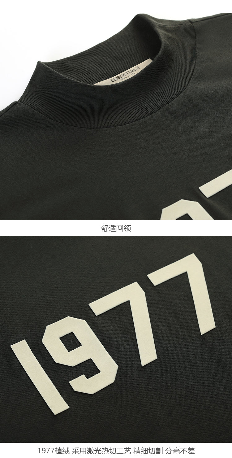 세나 / 더블 라인 하이 스트리트 루즈 캐주얼 1977 플로킹 라운드 넥 긴팔 남성