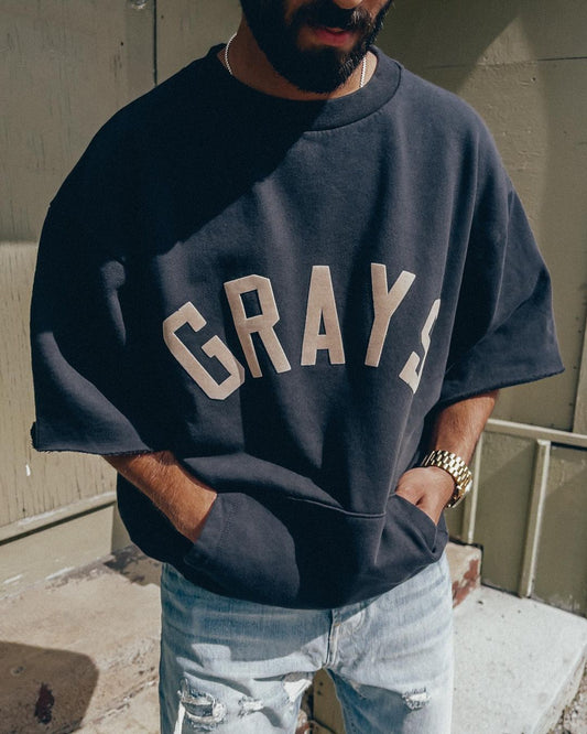세나 / 아니다 FOG FEAR OF GOD 7C 7기 메인 라인 하이 스트리트 GRAYS 플로킹 프린트 반소매 스웨터