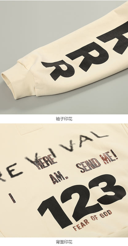 세나 / FOG FEAR OF GOD x RRR123 연명 하이 스트리트 리바이벌 프린트 워시 올드 후드 남성