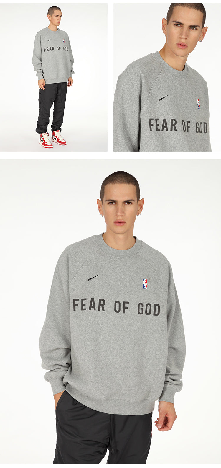 세나 / AIR FOG FEAR OF GOD 휴일 연명 미국 하이 스트리트 스포츠 느슨한 라운드 넥 스웨터