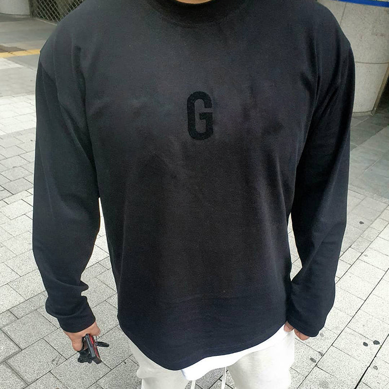 세나 / FEAR OF GOD FOG 연명 하이 스트리트 조수 브랜드 양각 인쇄 미국 느슨한 긴팔 티셔츠