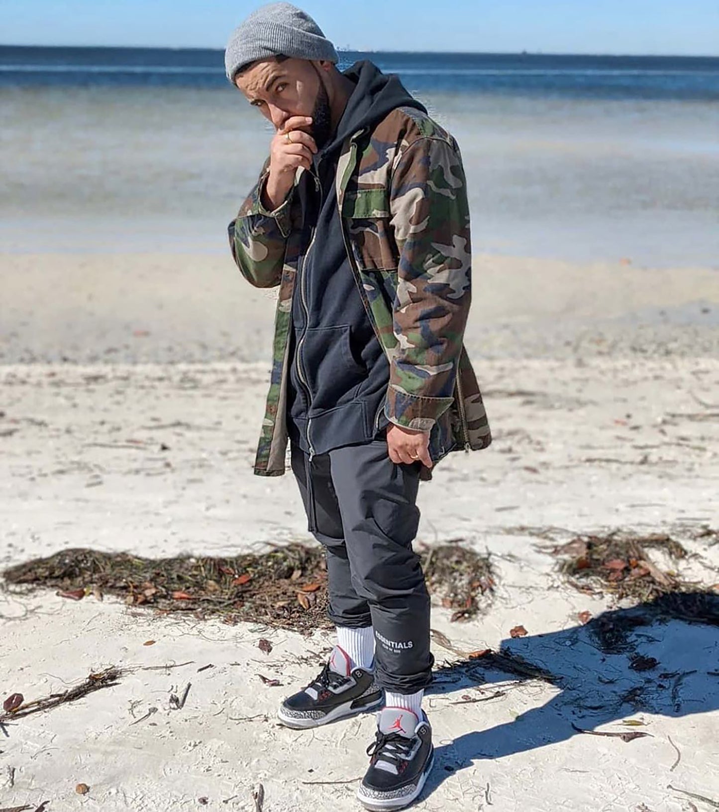 세나 / FOG ESSENTIALS FEAR OF GOD 더블 라인 하이 스트리트 3M 반사 드로스트링 나일론 바지