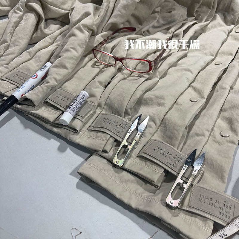 세나 / AIR FOG FEAR OF GOD 연명 하이 스트리트 홀리데이 버튼 업 바지 스포츠 나일론 바지