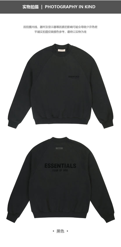 세나 /  FOG ESSENTIALS 여덟 번째 시즌 더블 라인 하이 스트리트 루즈 백 플로킹 프린트 라운드 넥 스웨터