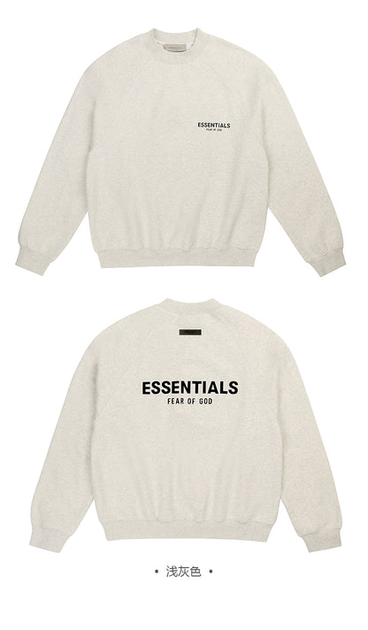 세나 /  FOG ESSENTIALS 여덟 번째 시즌 더블 라인 하이 스트리트 루즈 백 플로킹 프린트 라운드 넥 스웨터