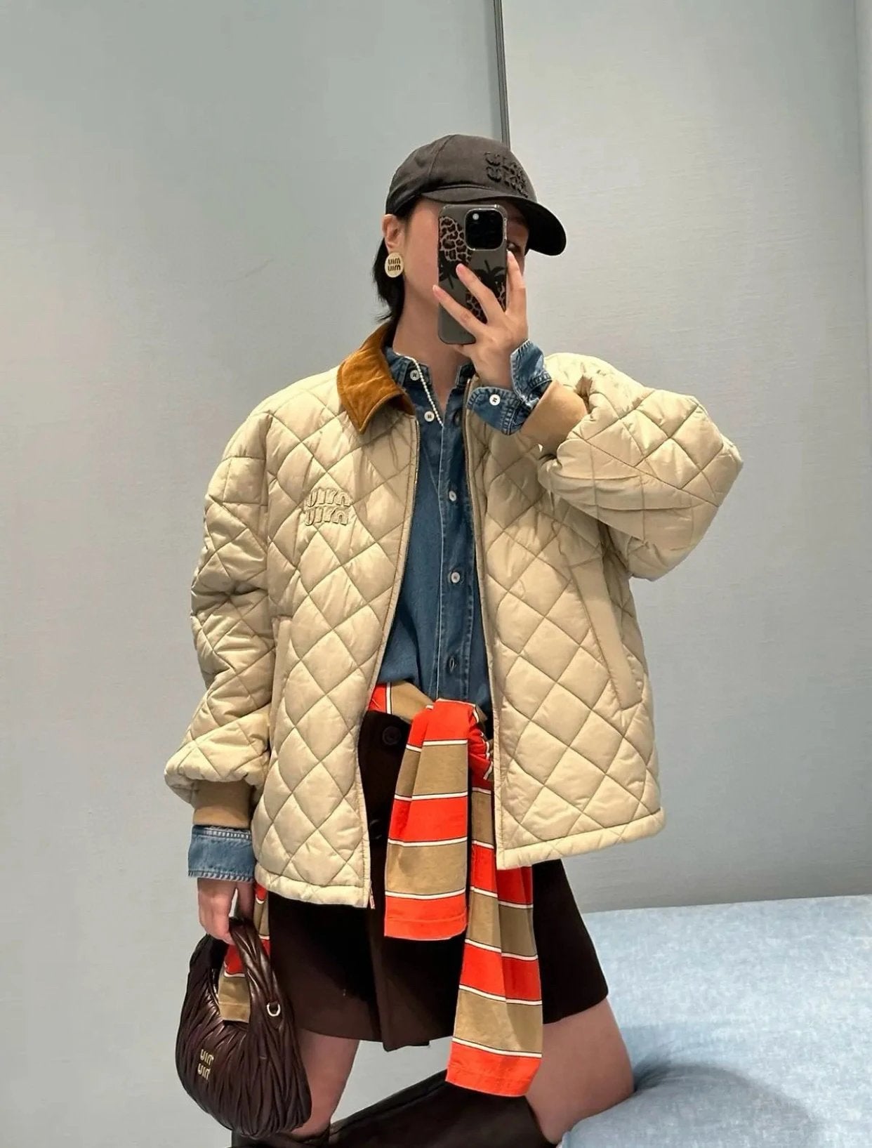 gw/ 미우미우 남여 격자 솜옷