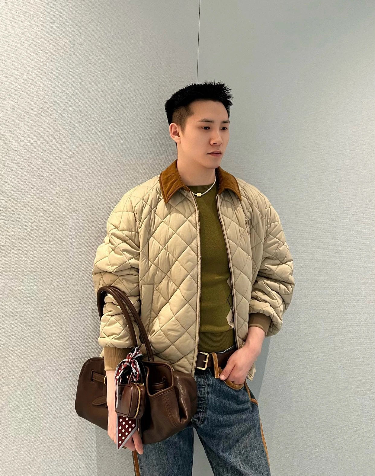 gw/ 미우미우 남여 격자 솜옷