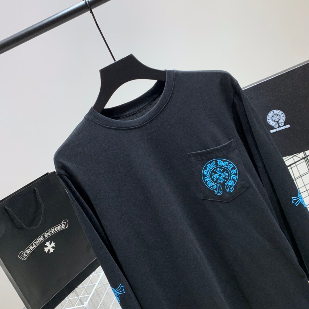 ZB / 크롬하츠 오리지널 아이스블루 십자가 긴팔티셔츠 Tee