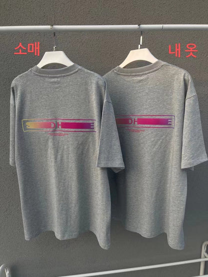 탑솔리드옴므 / 솔리드옴므 루즈핏 자수 라운드 프린트 티셔츠