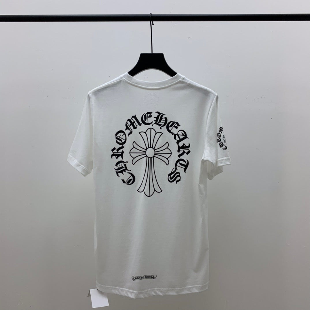 ZB / 크롬하츠 넥레터링 말발굽 십자가 반팔티셔츠 Tee