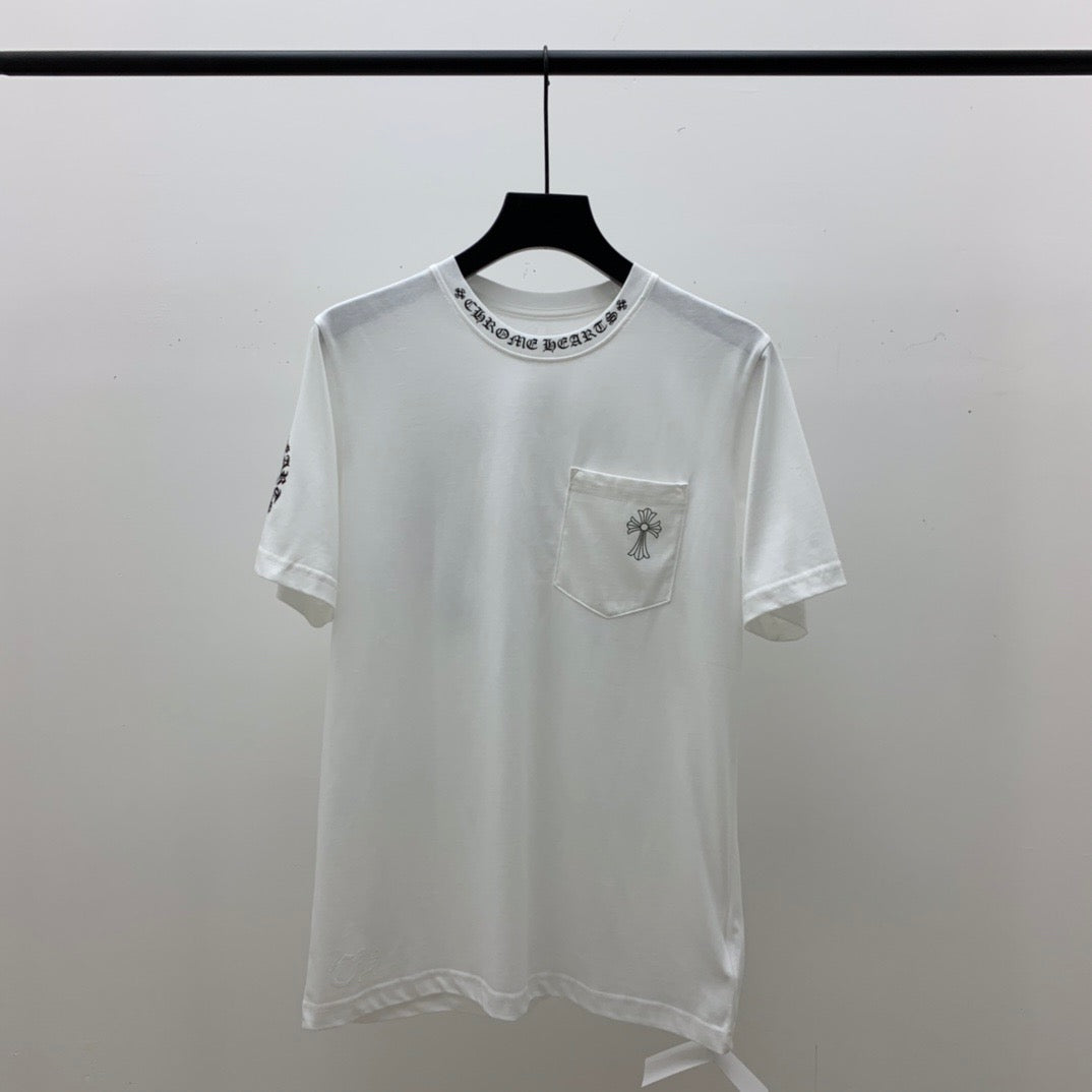 ZB / 크롬하츠 넥레터링 말발굽 십자가 반팔티셔츠 Tee