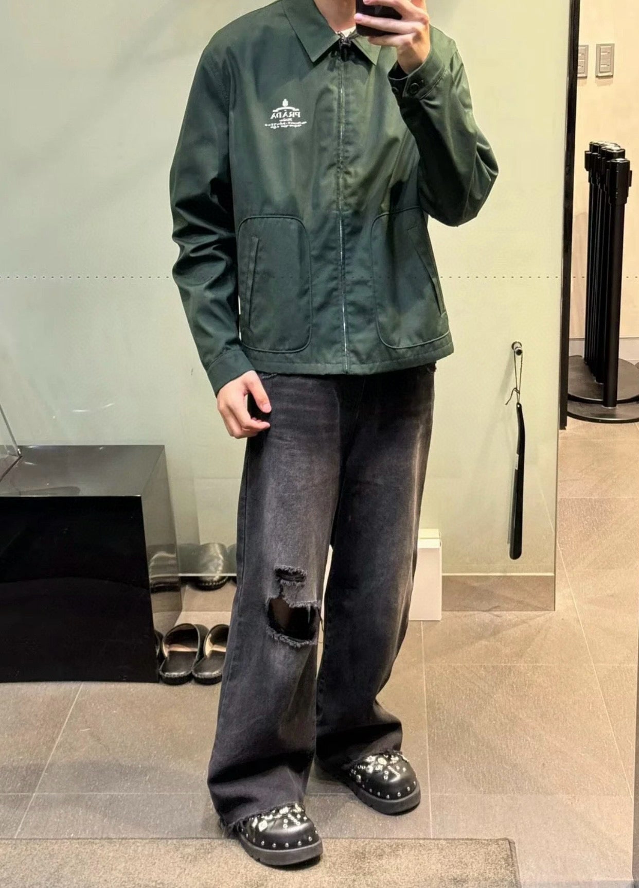 gw/프라다 남성 그린 슬림 재킷