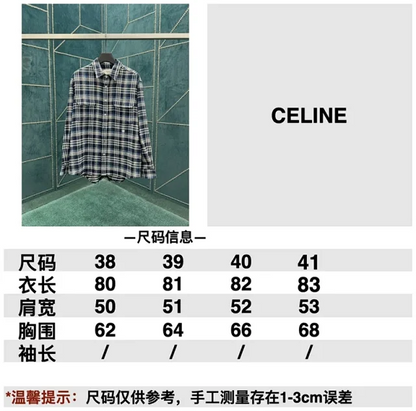 타일공장 / 셀린느 여성 체크 긴팔 셔츠 네이비