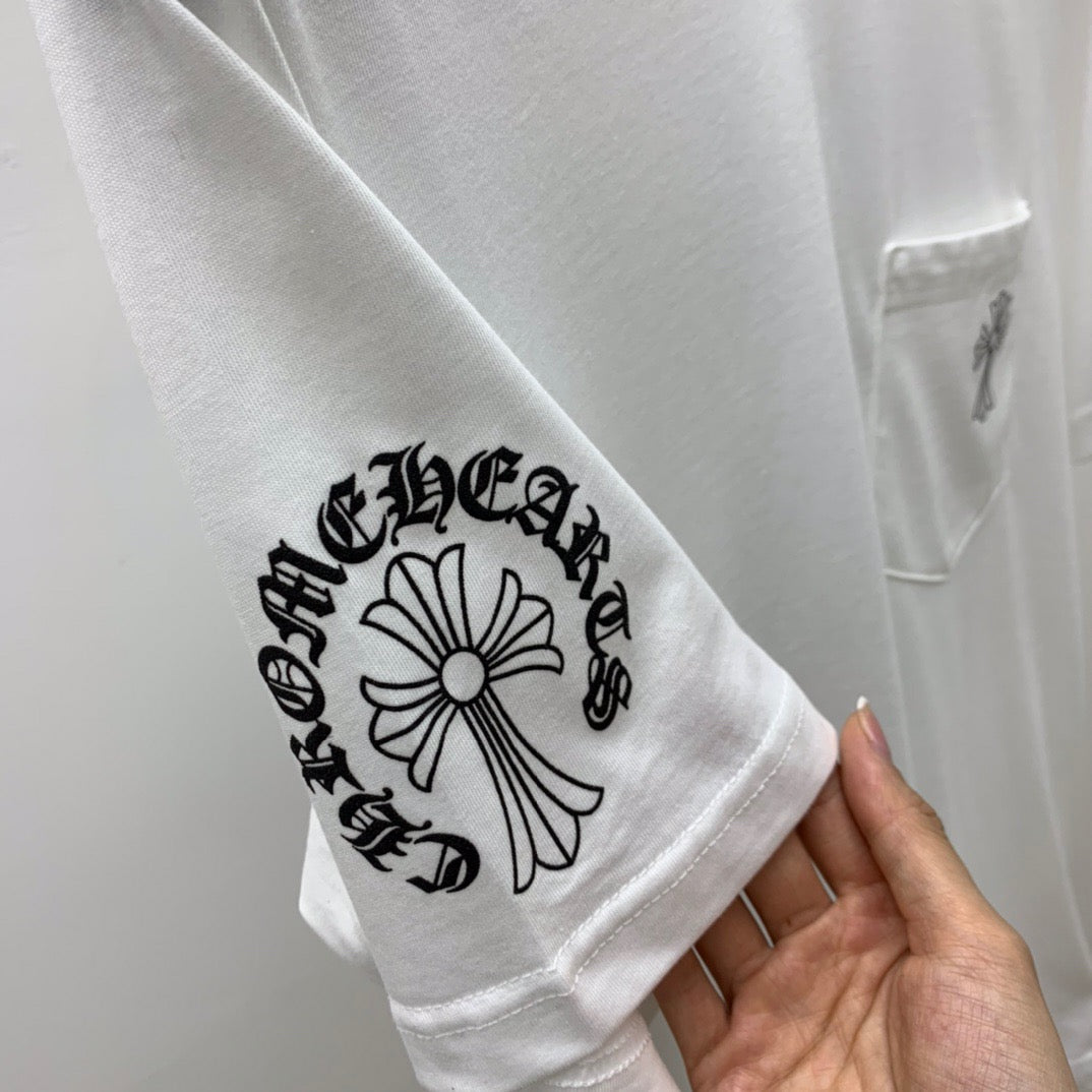 ZB / 크롬하츠 넥레터링 말발굽 십자가 반팔티셔츠 Tee