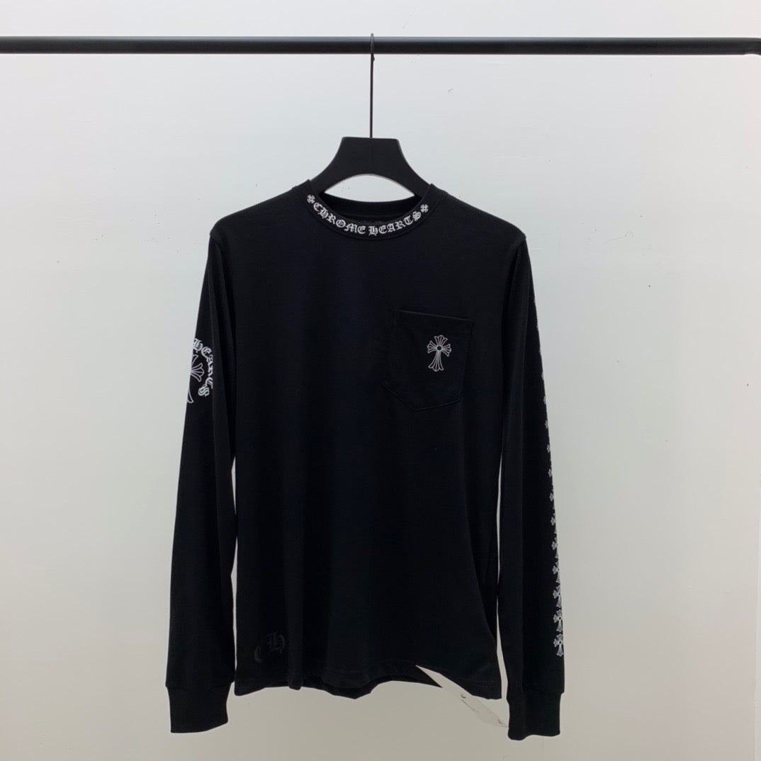 ZB / 크롬하츠 목선 산스크리트 뒷판 말발굽 십자가 긴팔티셔츠 Tee