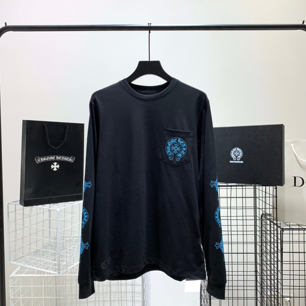 ZB / 크롬하츠 오리지널 아이스블루 십자가 긴팔티셔츠 Tee
