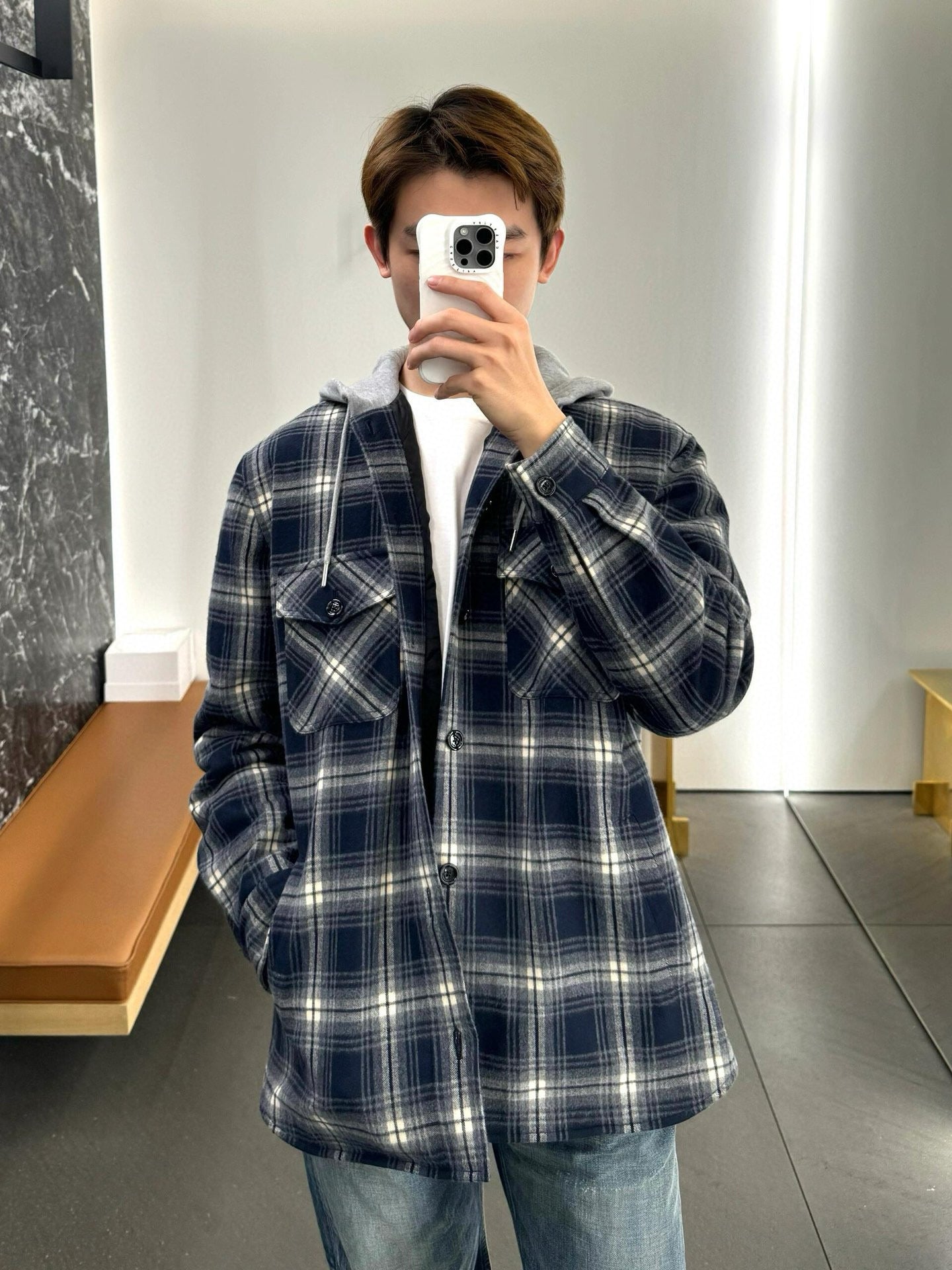 gw/셀린느 남여 체크무늬 캐시미어 외투
