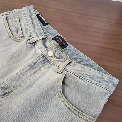 GTR / 발렌시아가 청바지 , BLCG 24SS 부츠컷 아이스 블루 워싱 힐 루니드 진