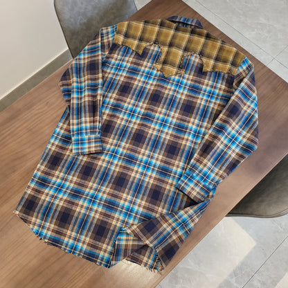GTR / 메종마르지엘라 셔츠 ,  24SS VIC 리미티드 스플라이싱 체크 셔츠