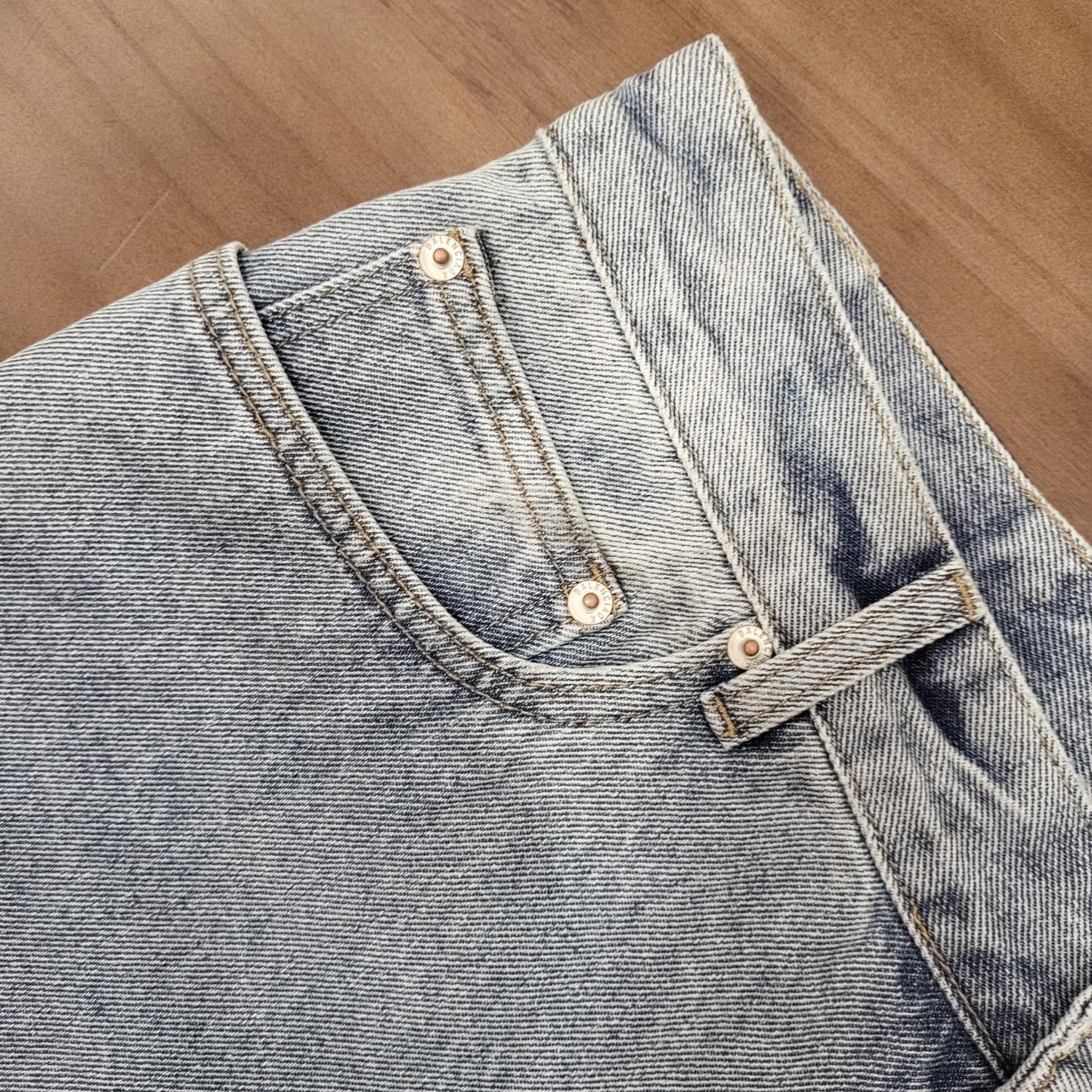 GTR / 발렌시아가 데님 진 , 24SS 와이드 레그 워시드 힐 루니드 진